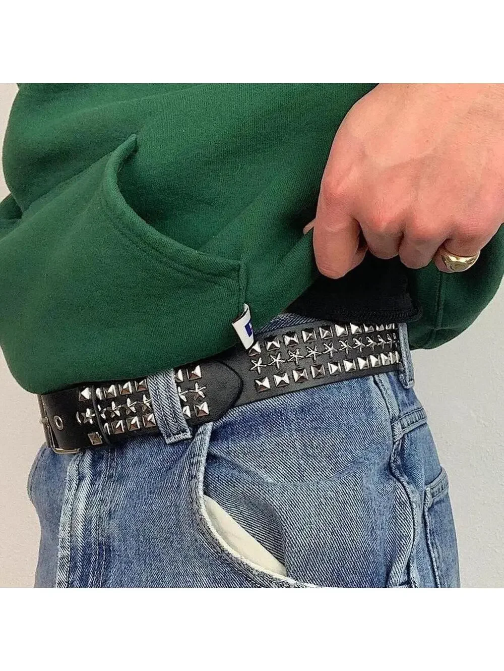 Star studded black and silver belt